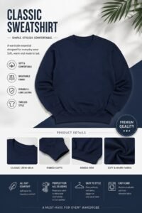 Men’s Classic Crewneck Sweatshirt – Navy Blue | New Arrival 2026 | Dee Attire Men's Classic Crewneck Sweatshirt - Navy Blue | New Arrival 2026 | Dee Attire