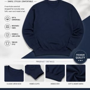 Men's Classic Crewneck Sweatshirt - Navy Blue | New Arrival 2026 | Dee Attire